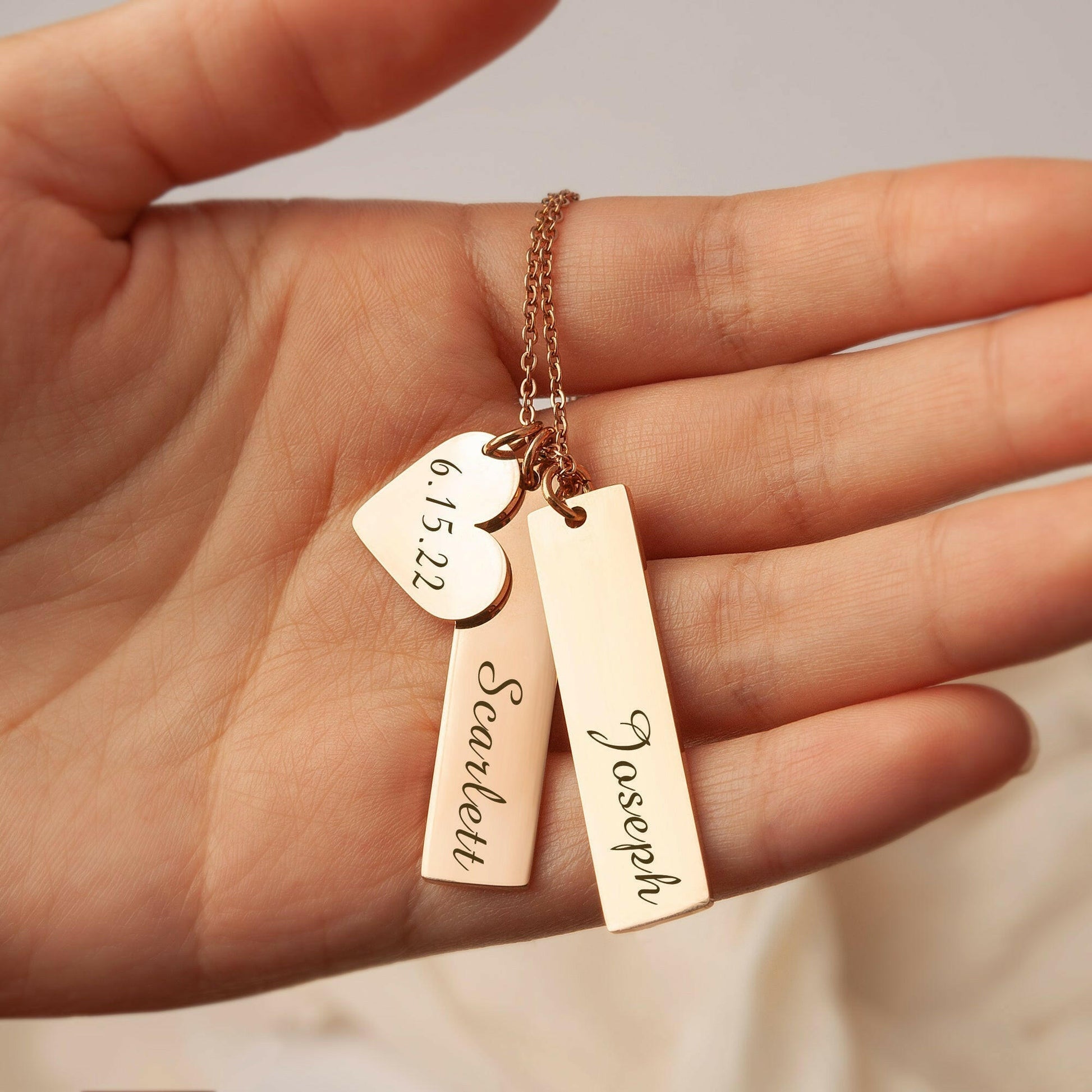 Custom Heart and Bar Name Necklace Necklace.