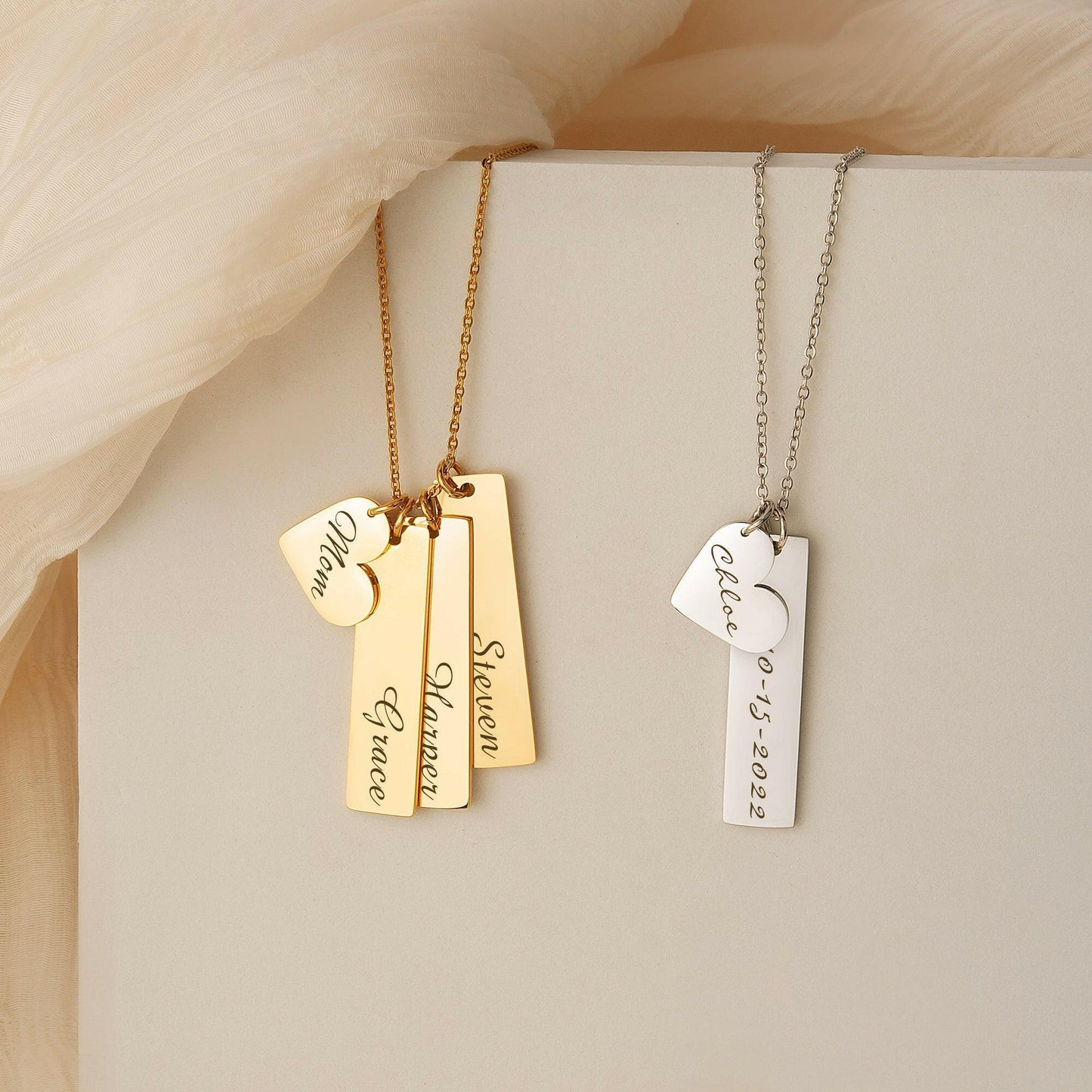 Custom Heart and Bar Name Necklace Necklace.