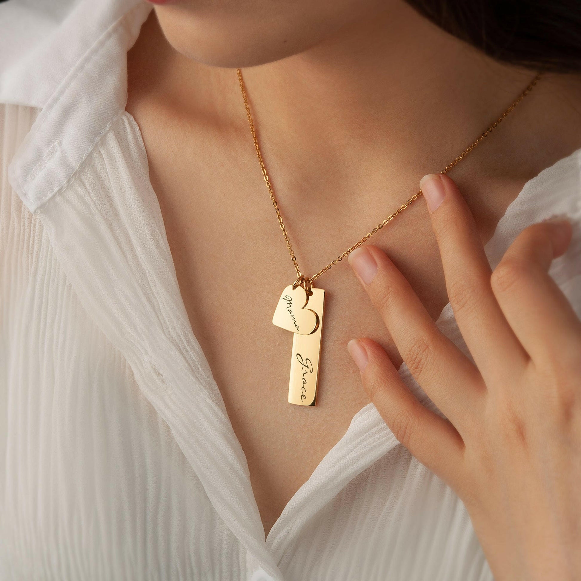 Custom Heart and Bar Name Necklace Necklace.