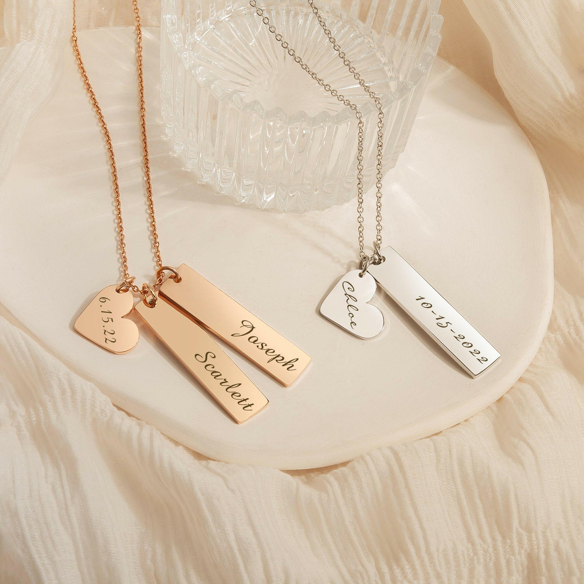 Custom Heart and Bar Name Necklace Necklace.