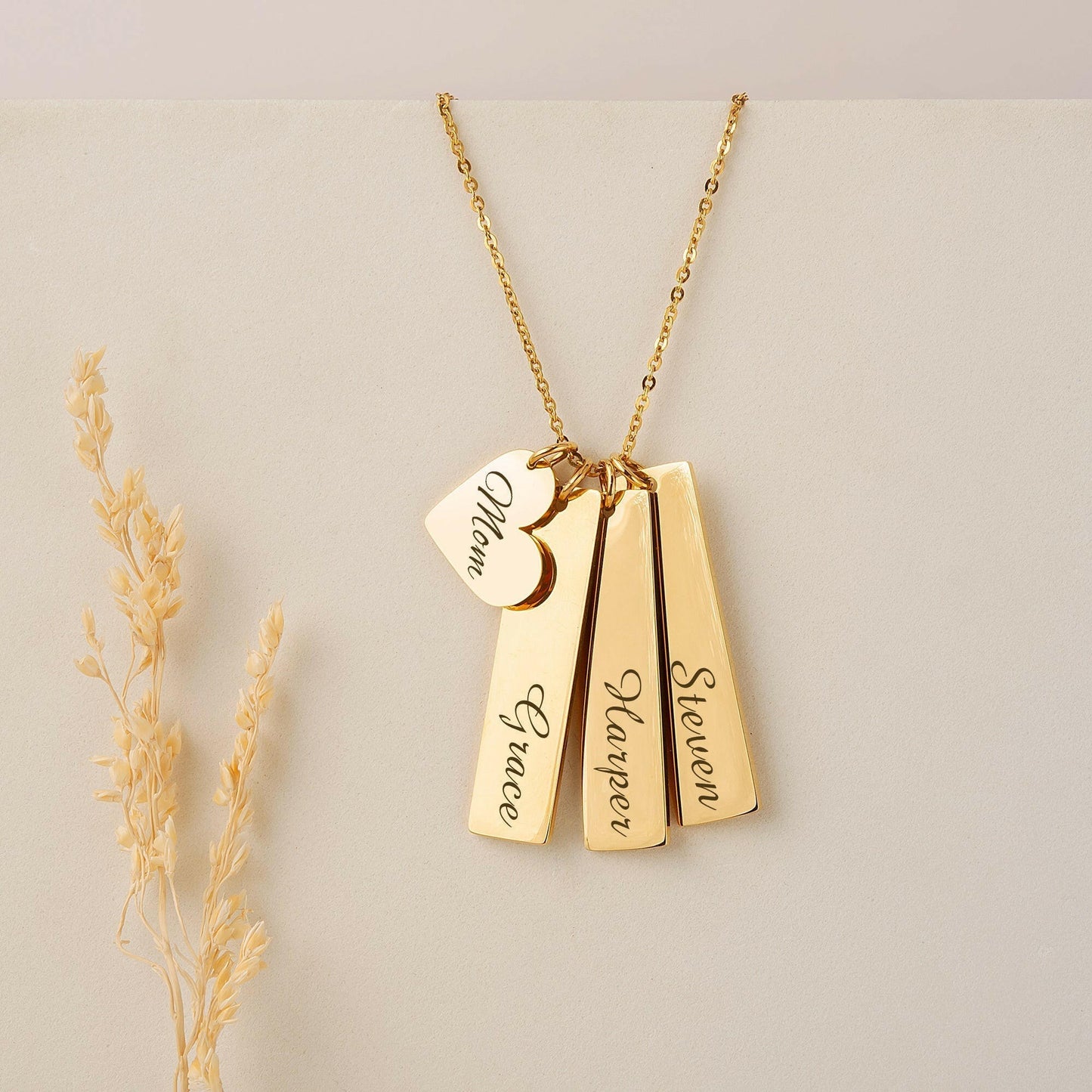 Custom Heart and Bar Name Necklace Necklace.