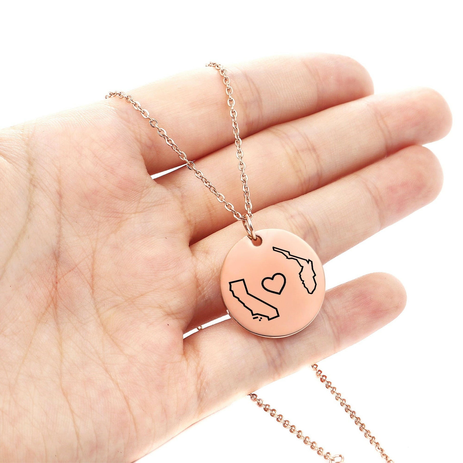 Custom Long Distance States Friendship Relationship Necklace Necklace.