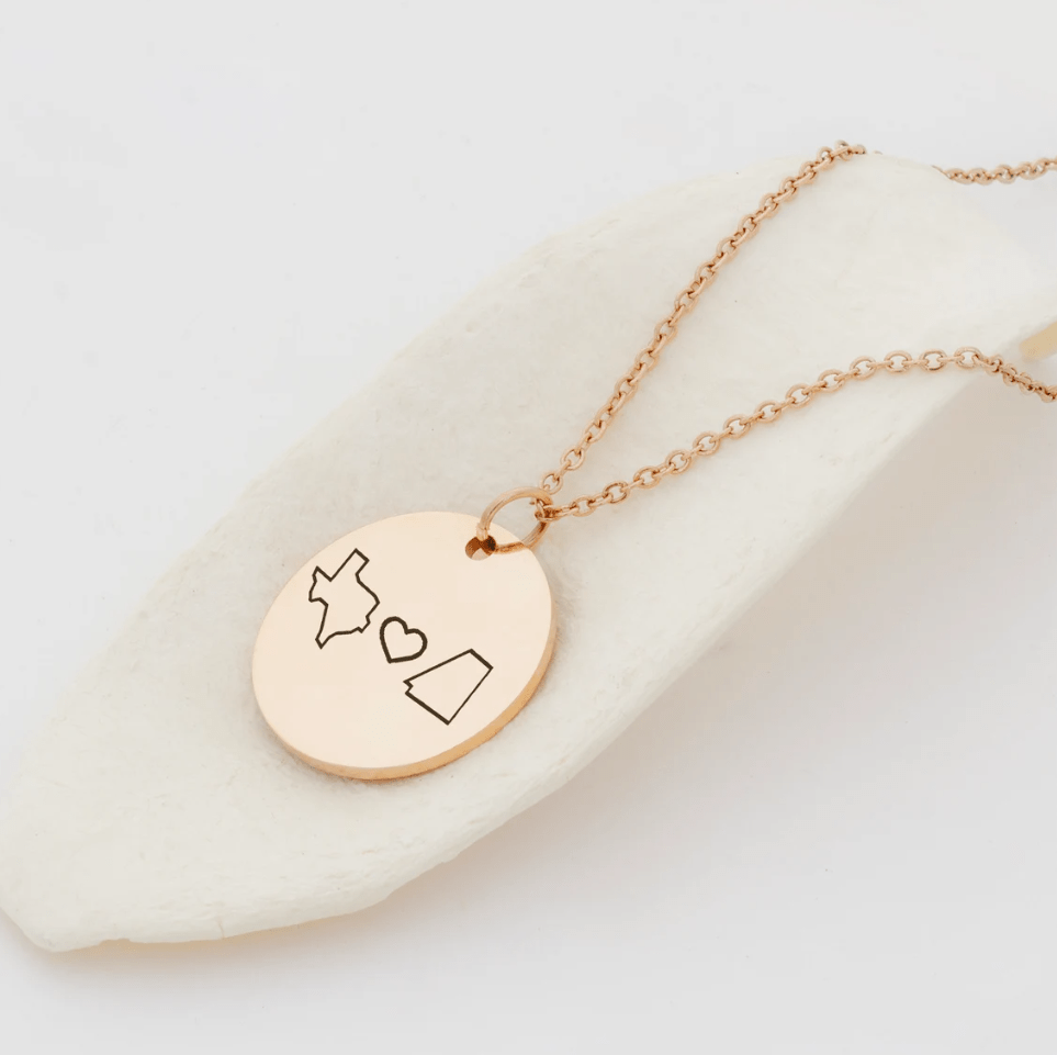 Custom Long Distance States Friendship Relationship Necklace Necklace.