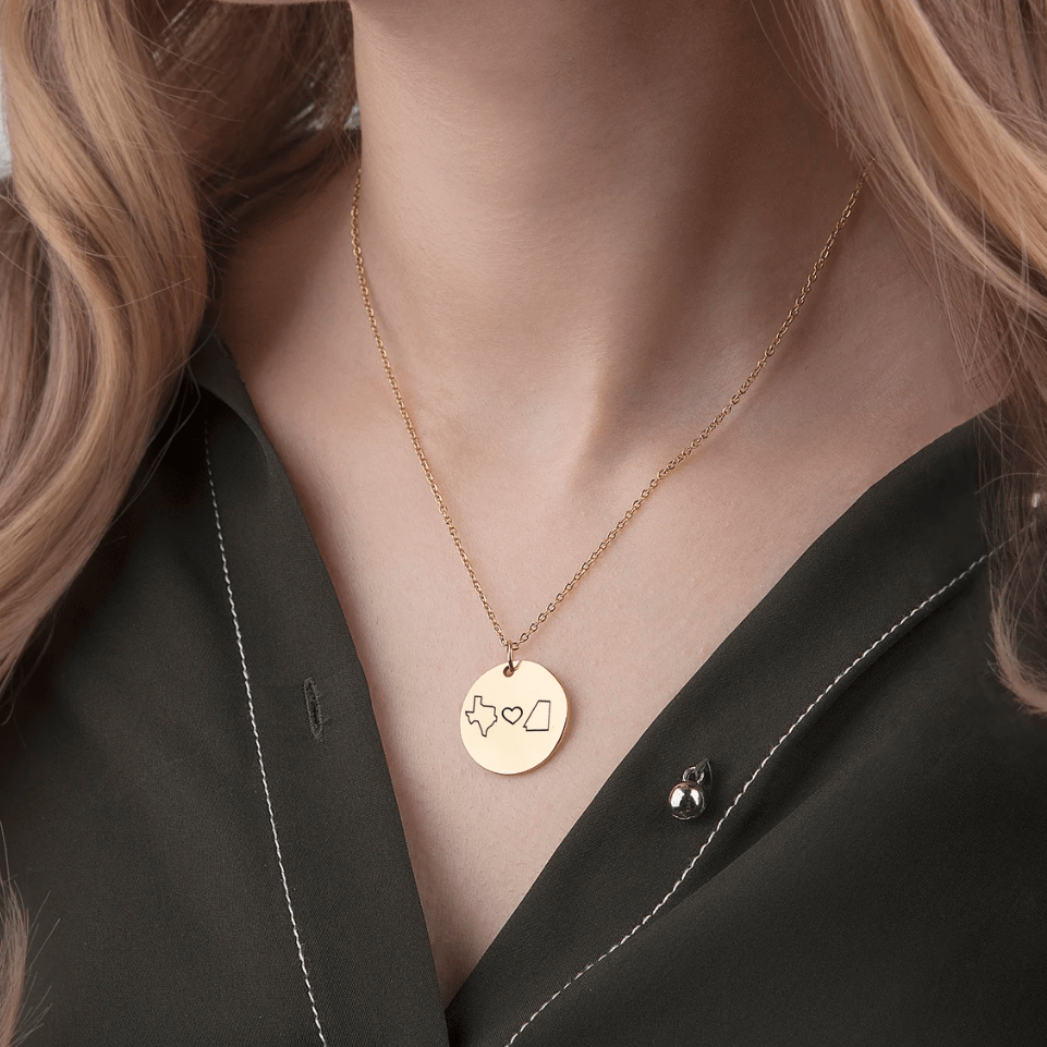Custom Long Distance States Friendship Relationship Necklace Necklace.