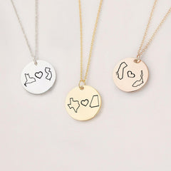 Custom Long Distance States Friendship Relationship Necklace Necklace.