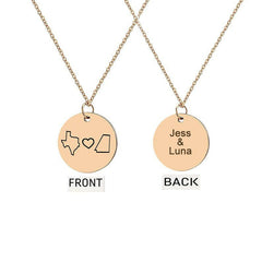 Custom Long Distance States Friendship Relationship Necklace Necklace.