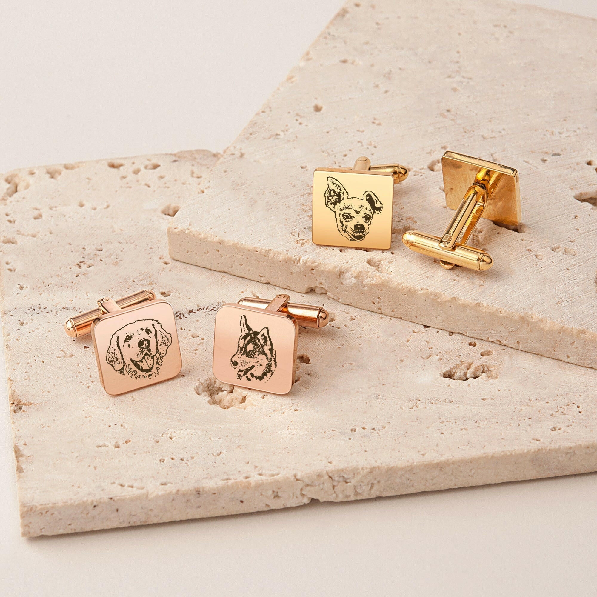 Custom Men's Pet Portrait Wedding Cuff Links cufflink.