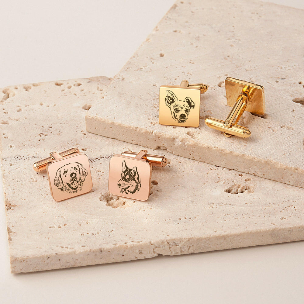 Custom Men's Pet Portrait Wedding Cuff Links cufflink.