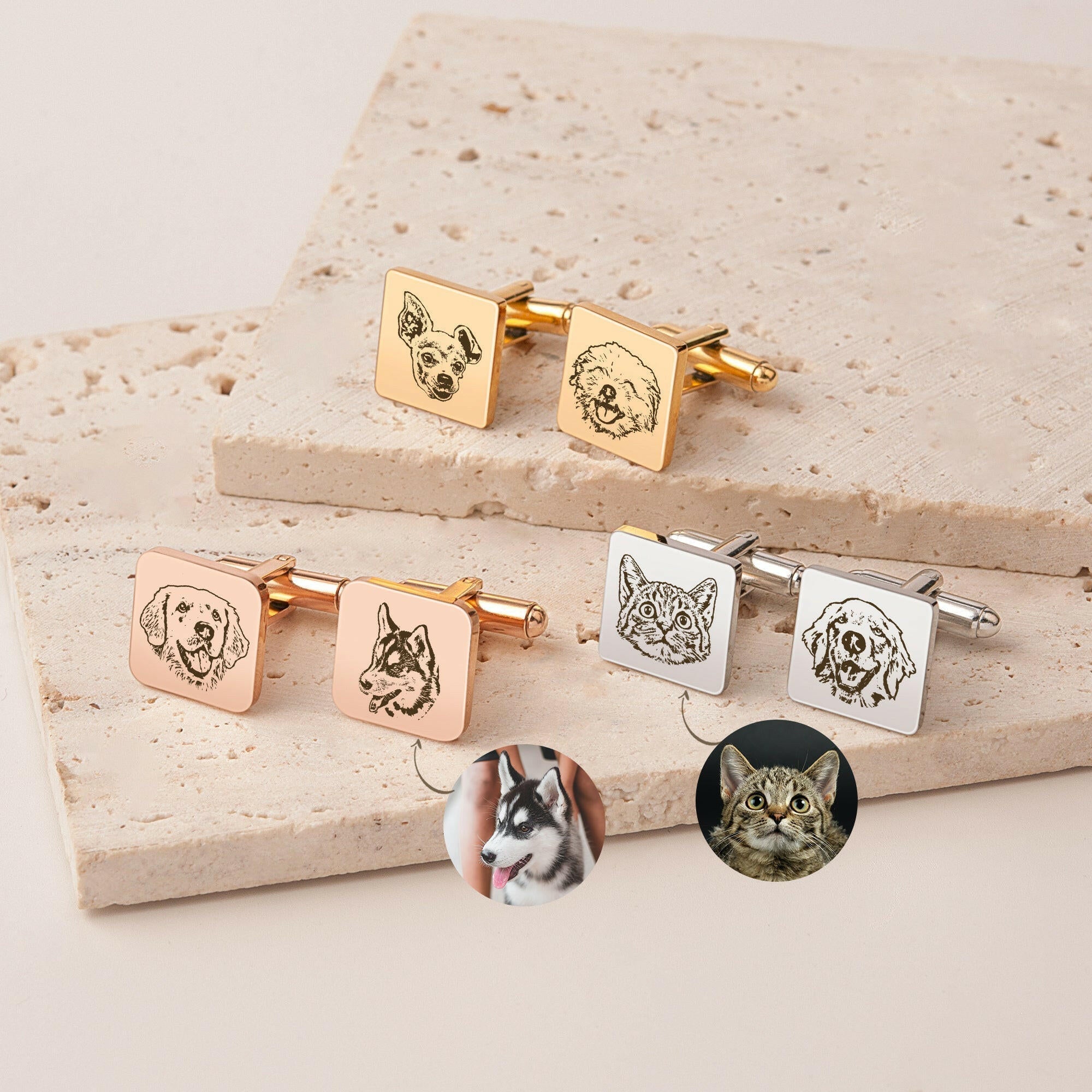 Custom Men's Pet Portrait Wedding Cuff Links cufflink.