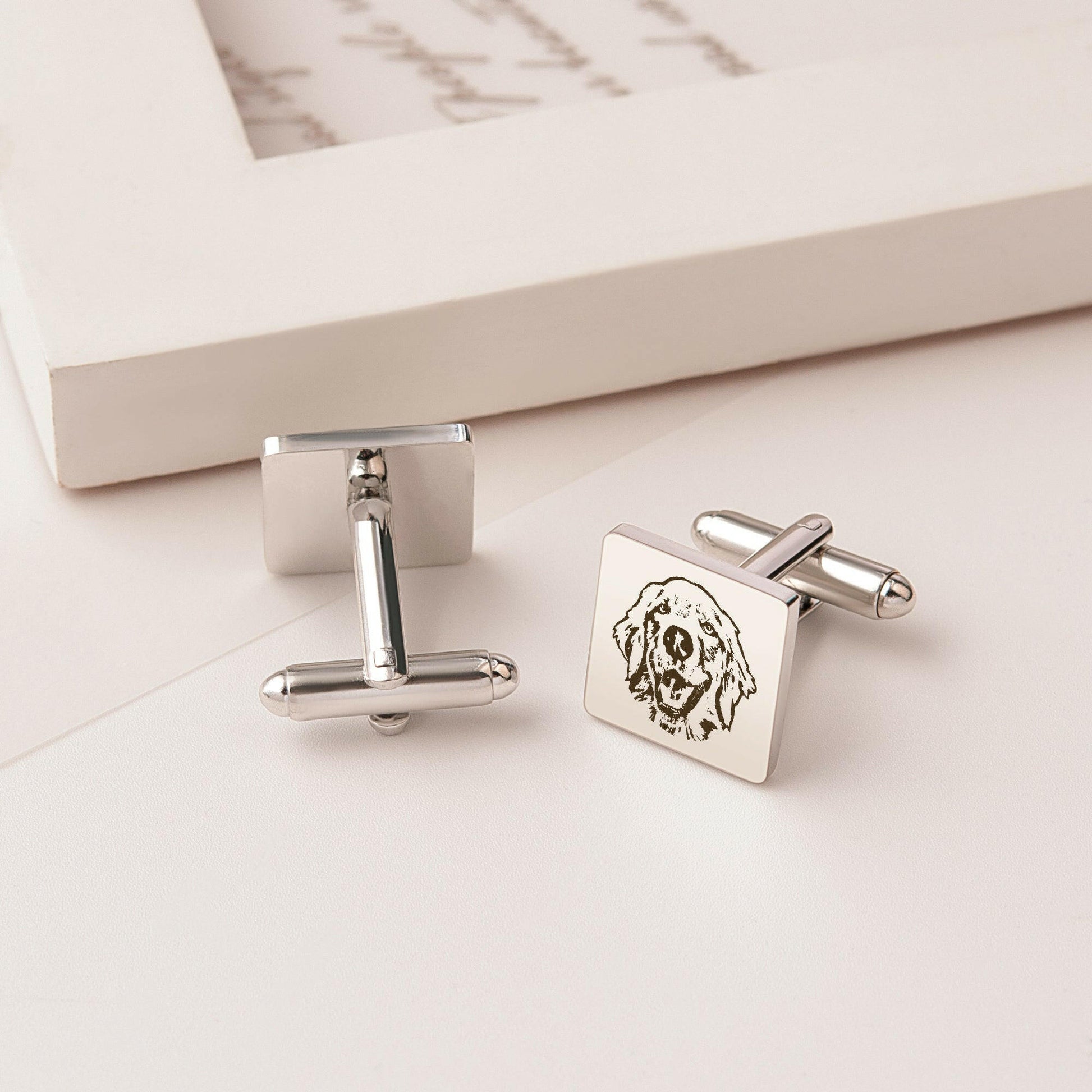 Custom Men's Pet Portrait Wedding Cuff Links cufflink.