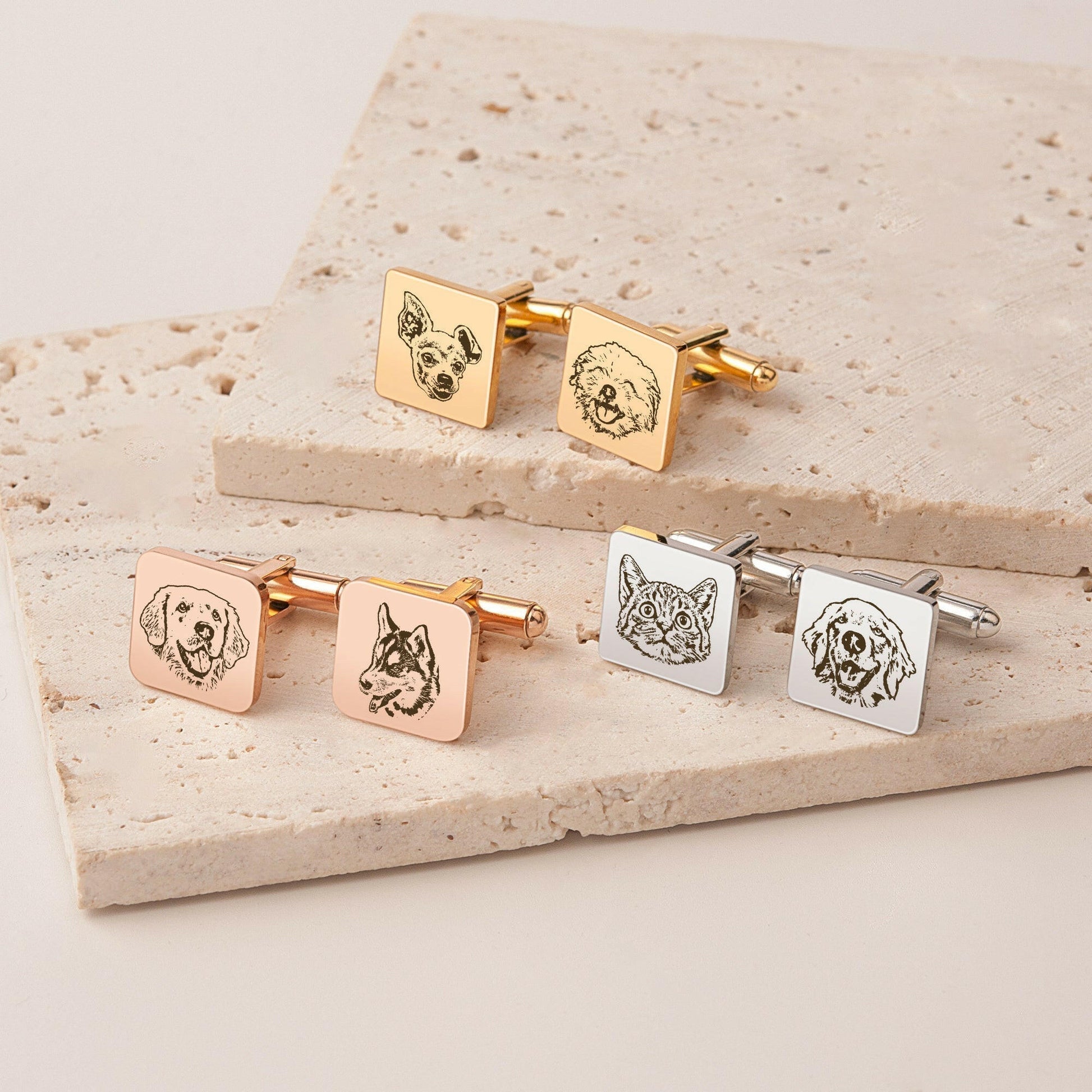 Custom Men's Pet Portrait Wedding Cuff Links cufflink.