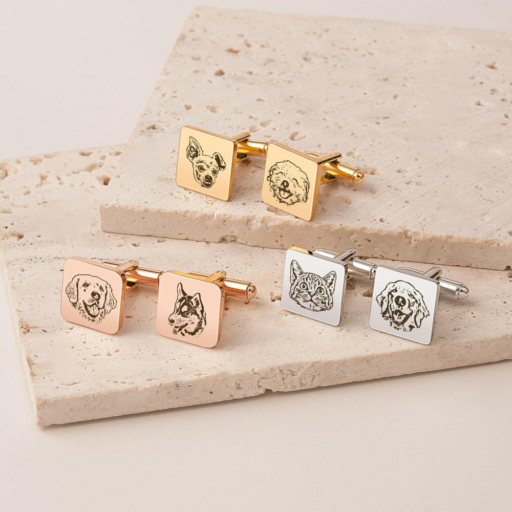 Custom Men's Pet Portrait Wedding Cuff Links cufflink.
