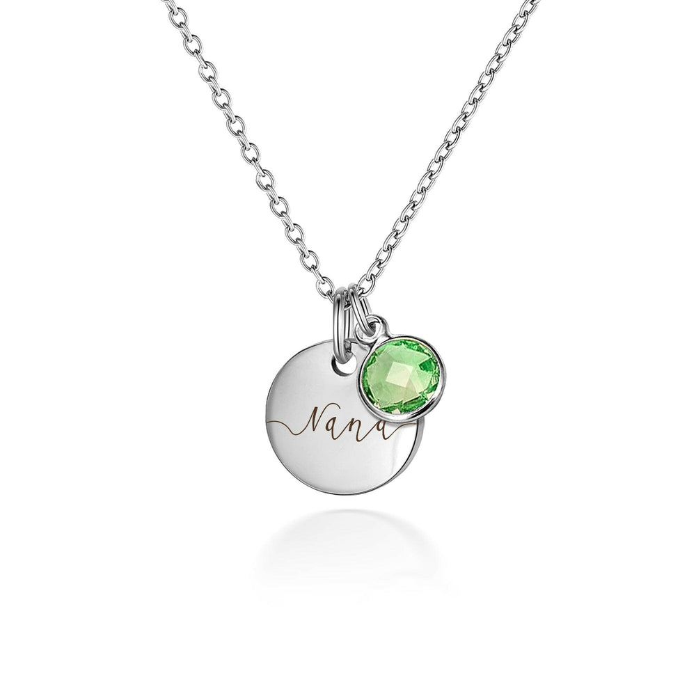 Custom Name Birthstone Charm Necklace Birth Flower Jewelry.