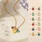 Custom Name Birthstone Charm Necklace Birth Flower Jewelry.
