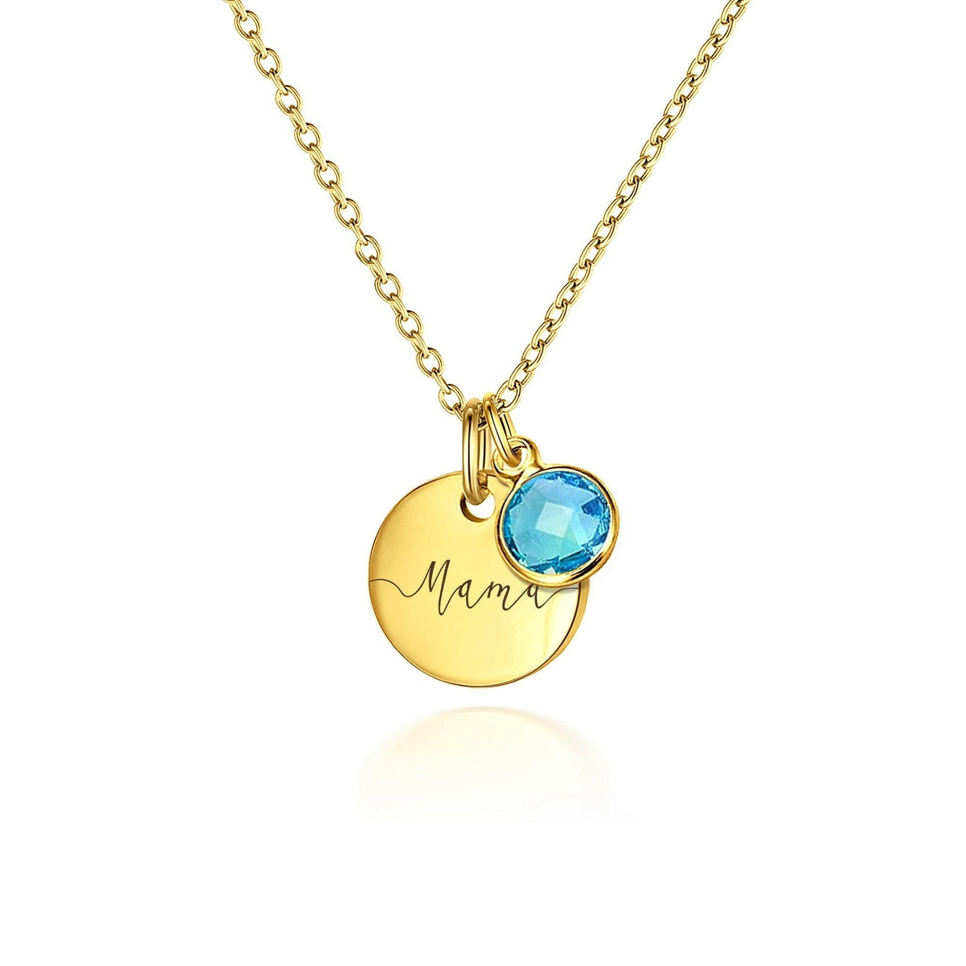 Custom Name Birthstone Charm Necklace Birth Flower Jewelry.