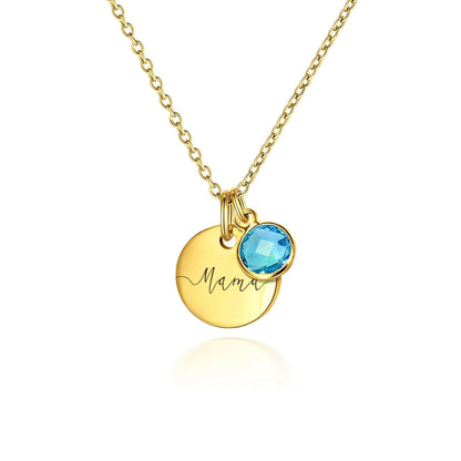 Custom Name Birthstone Charm Necklace Birth Flower Jewelry.