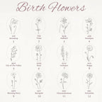 Custom Oval Birth Flower Necklace Birth Flower Jewelry.