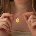 Custom Oval Birth Flower Necklace Birth Flower Jewelry.