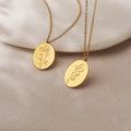 Custom Oval Birth Flower Necklace Birth Flower Jewelry.