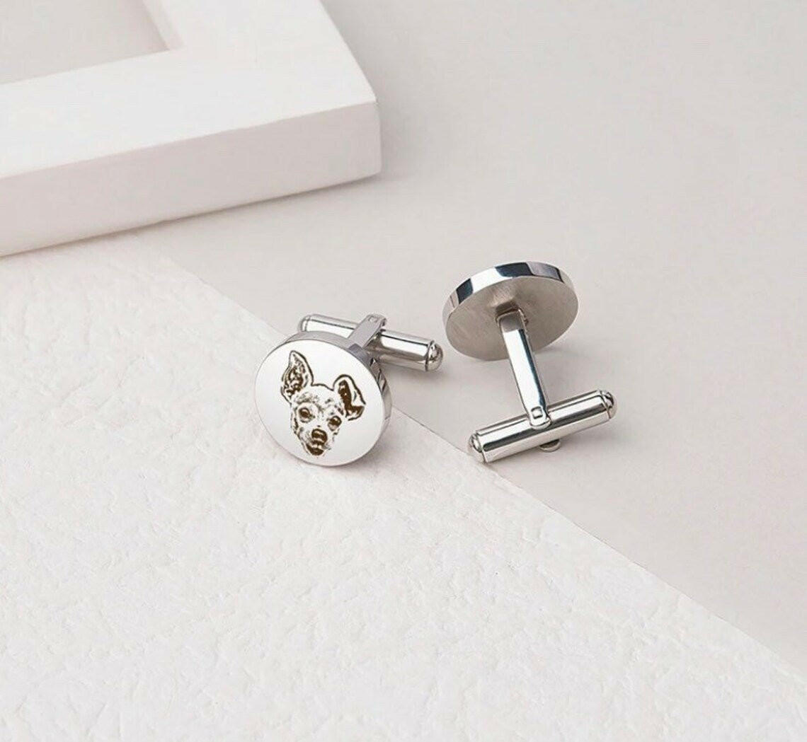 Custom Pet Engraved Cufflinks cufflink.