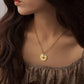 Custom Round Mom Palm Print Necklace Necklace.