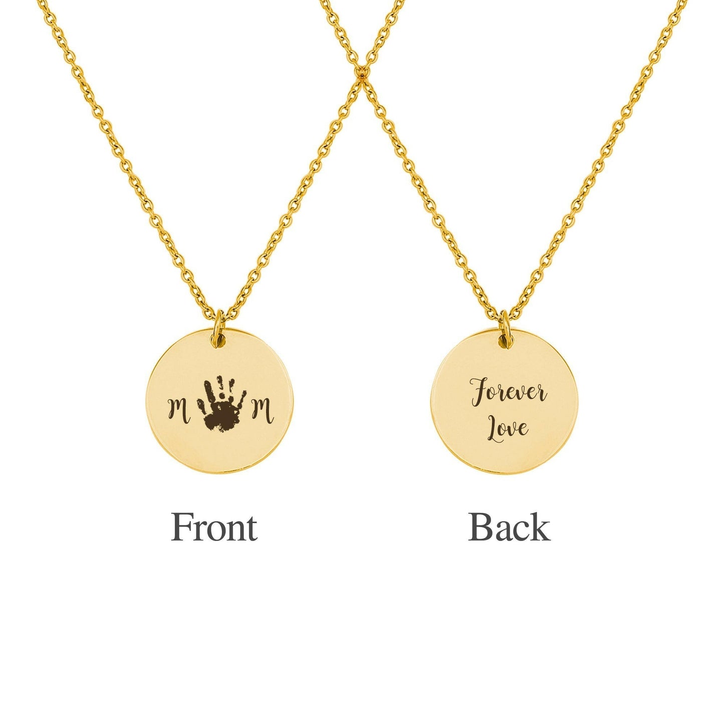 Custom Round Mom Palm Print Necklace Necklace.