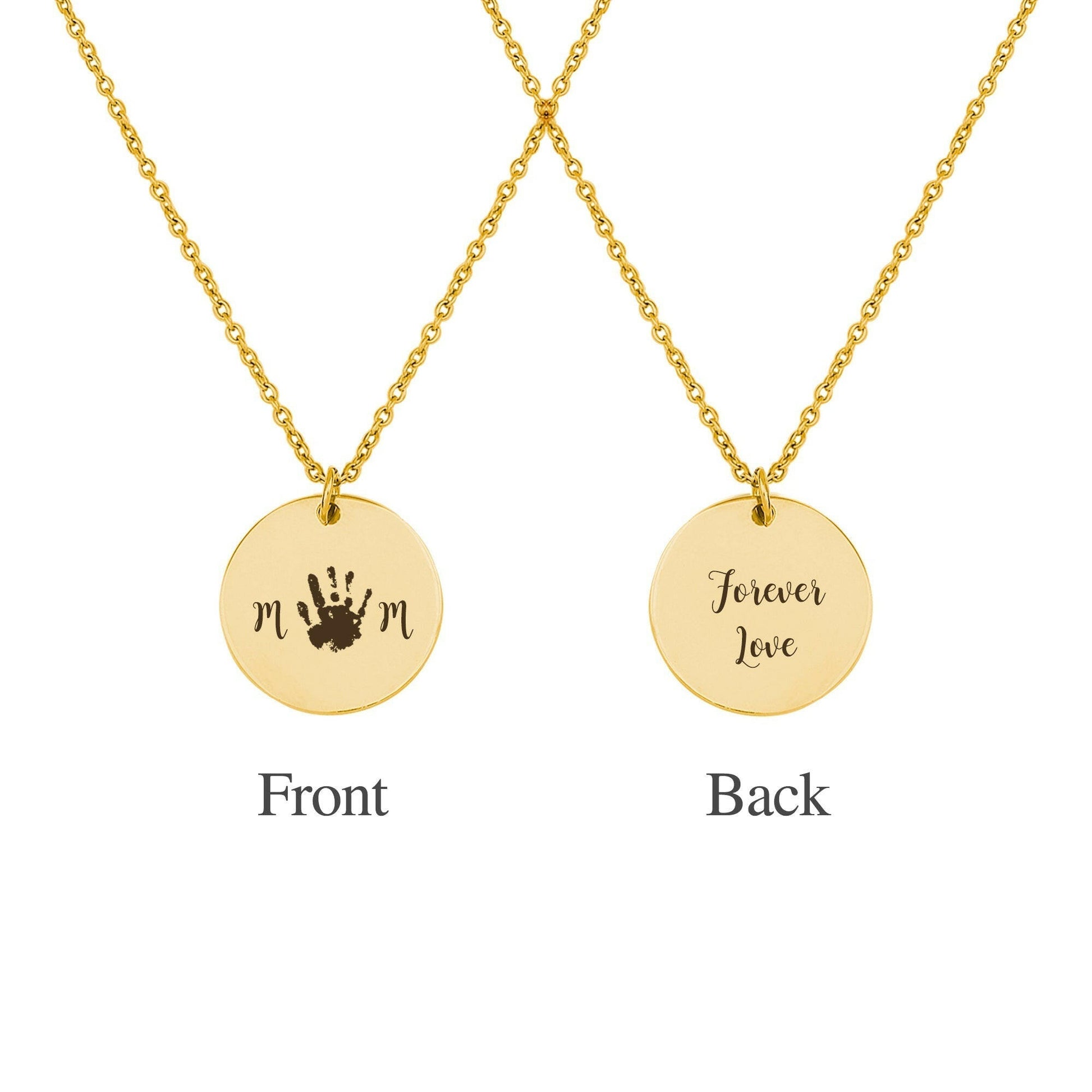 Custom Round Mom Palm Print Necklace Necklace.