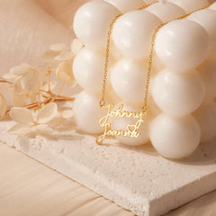 Custom Two Name Necklace With Heart Necklace.