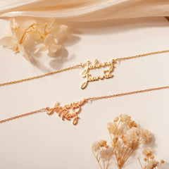 Custom Two Name Necklace With Heart Necklace.