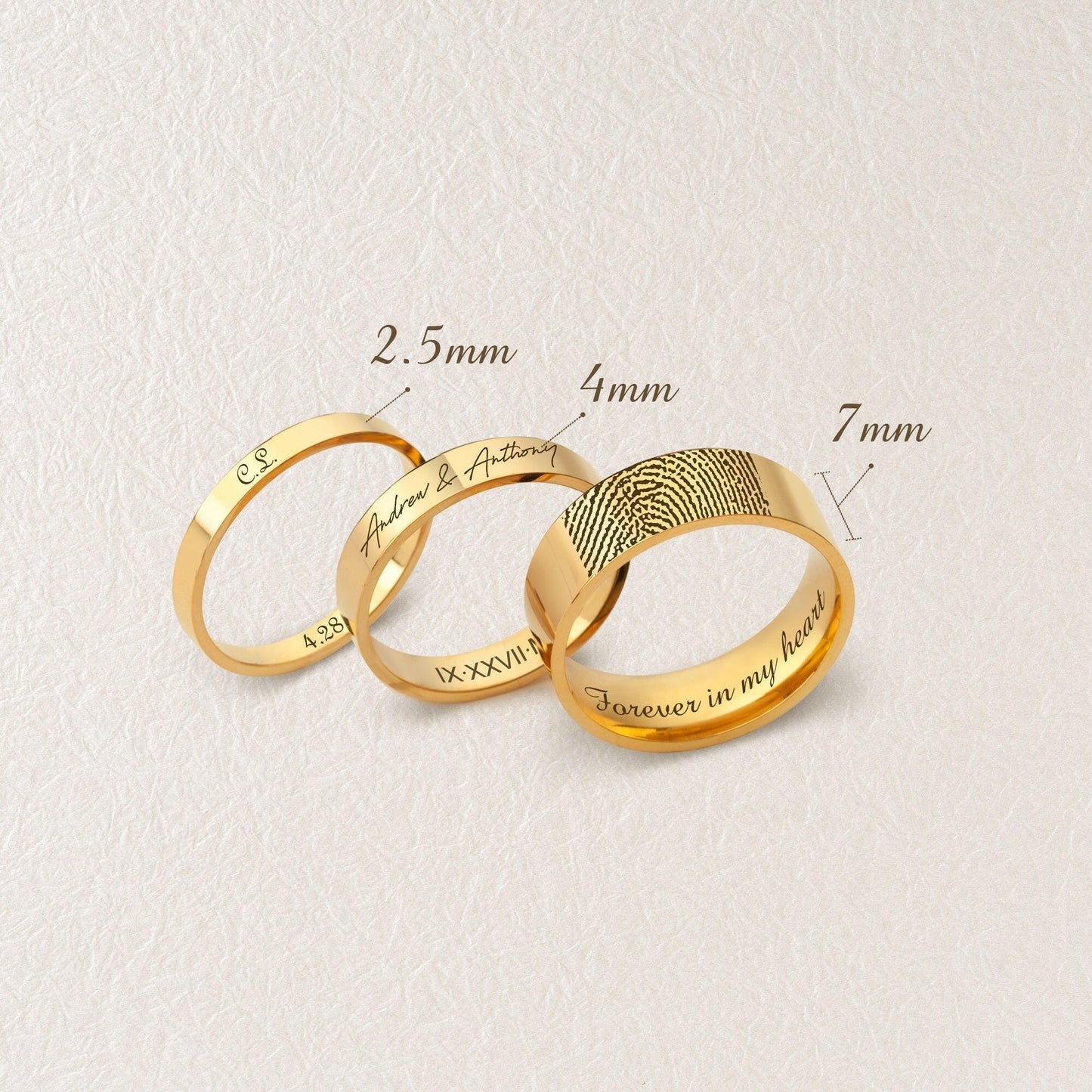 Engraved Fingerprint & Handwriting Rings Ring.