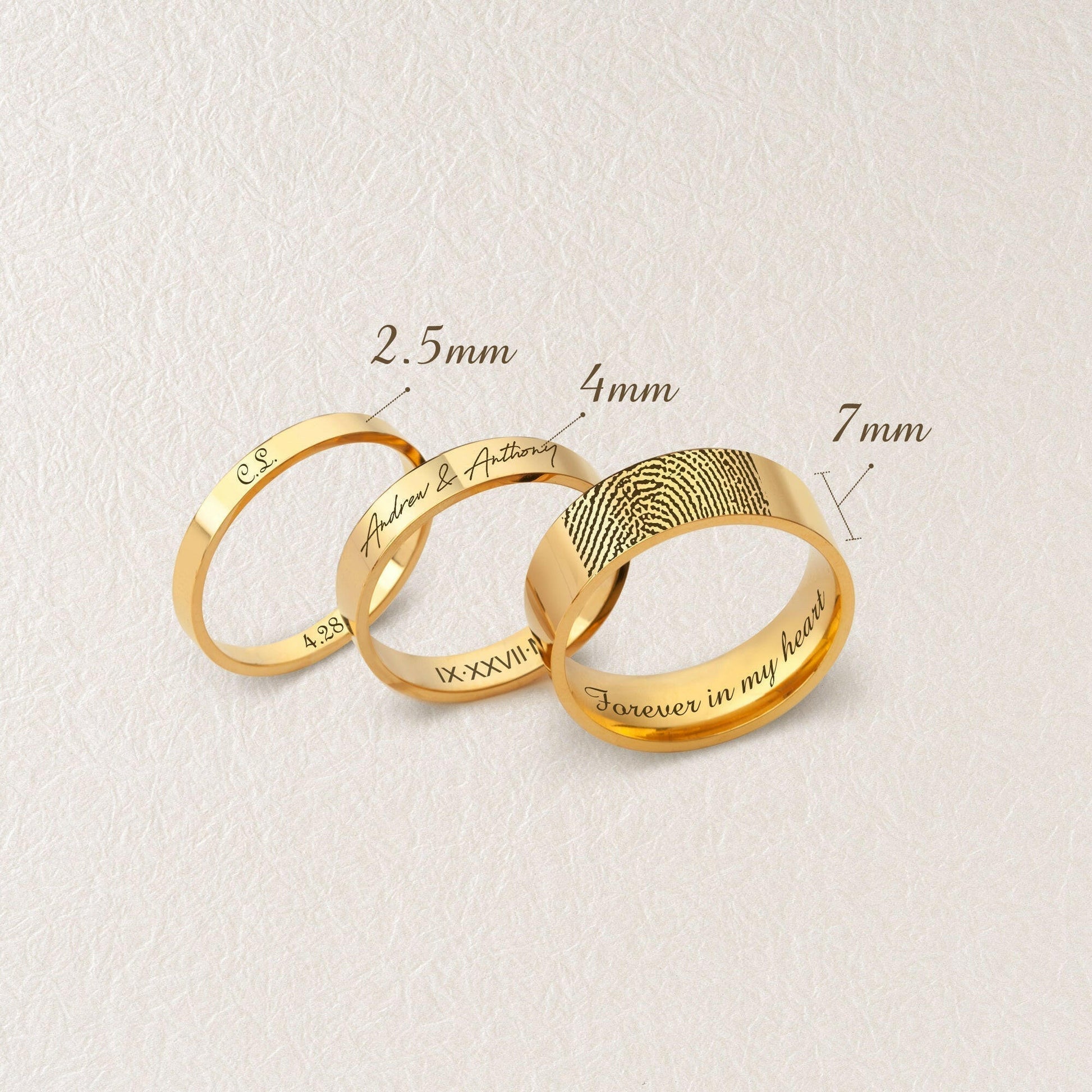 Engraved Fingerprint & Handwriting Rings Ring.