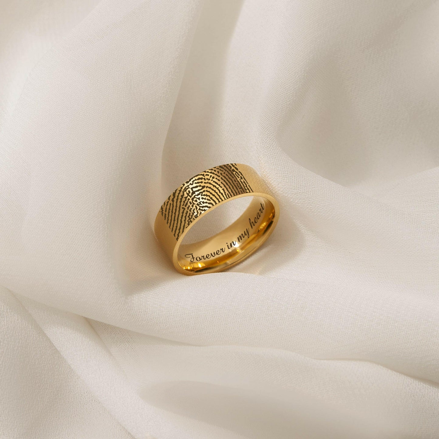 Engraved Fingerprint & Handwriting Rings Ring.