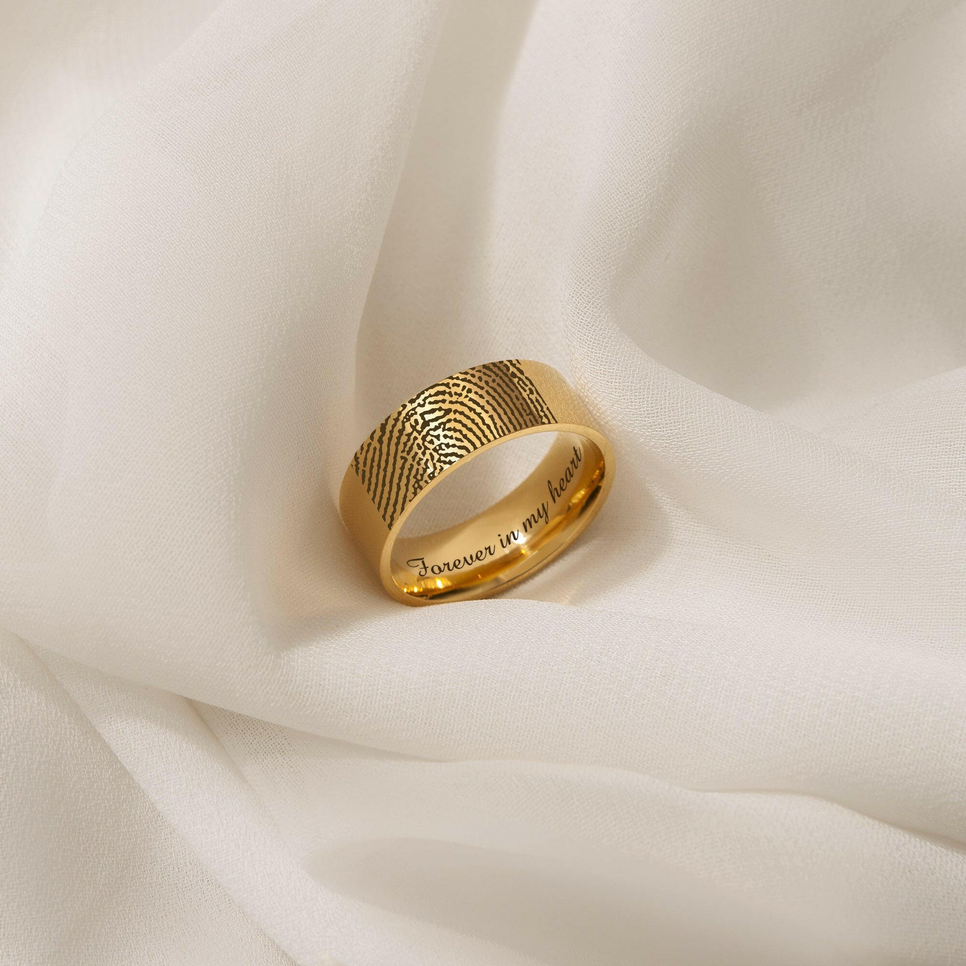Engraved Fingerprint & Handwriting Rings Ring.