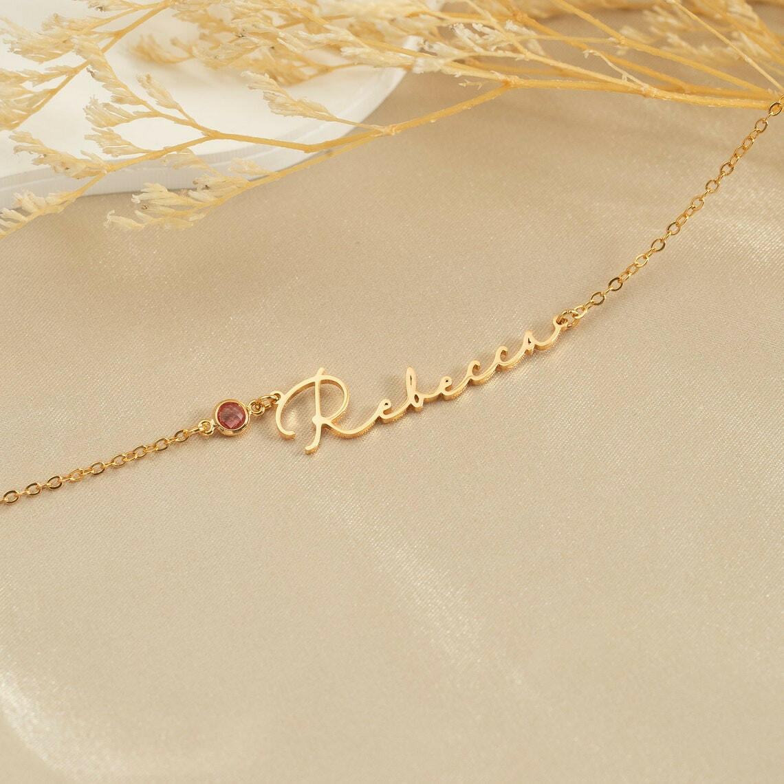 Personalized Birthstone Name Necklace 925 Sterling Silver Necklace.
