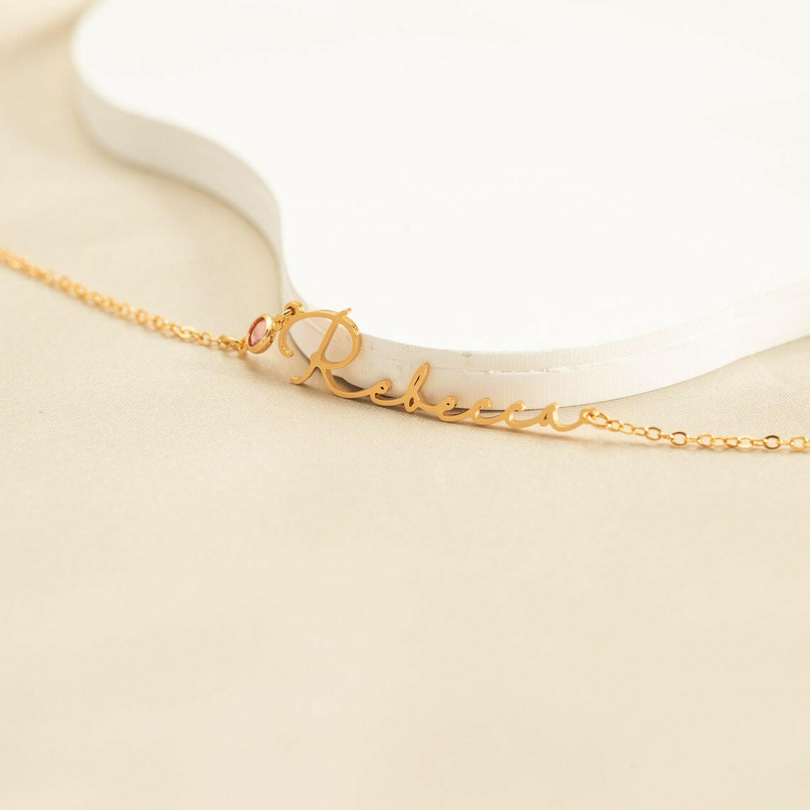Personalized Birthstone Name Necklace 925 Sterling Silver Necklace.