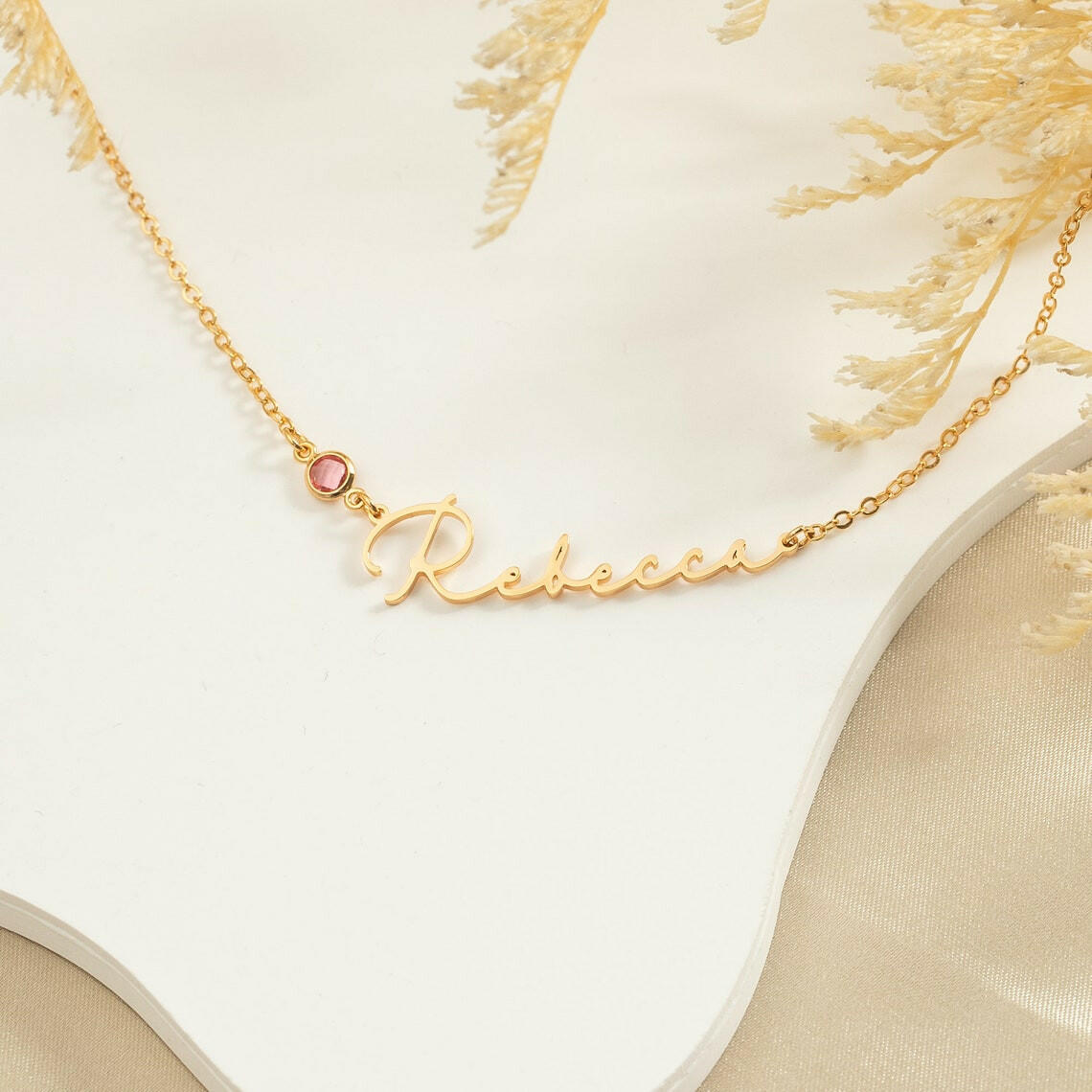 Personalized Birthstone Name Necklace 925 Sterling Silver Necklace.