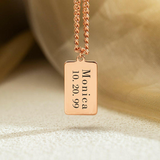 Personalized Name Bar Necklace 925 Sterling Silver Necklace.