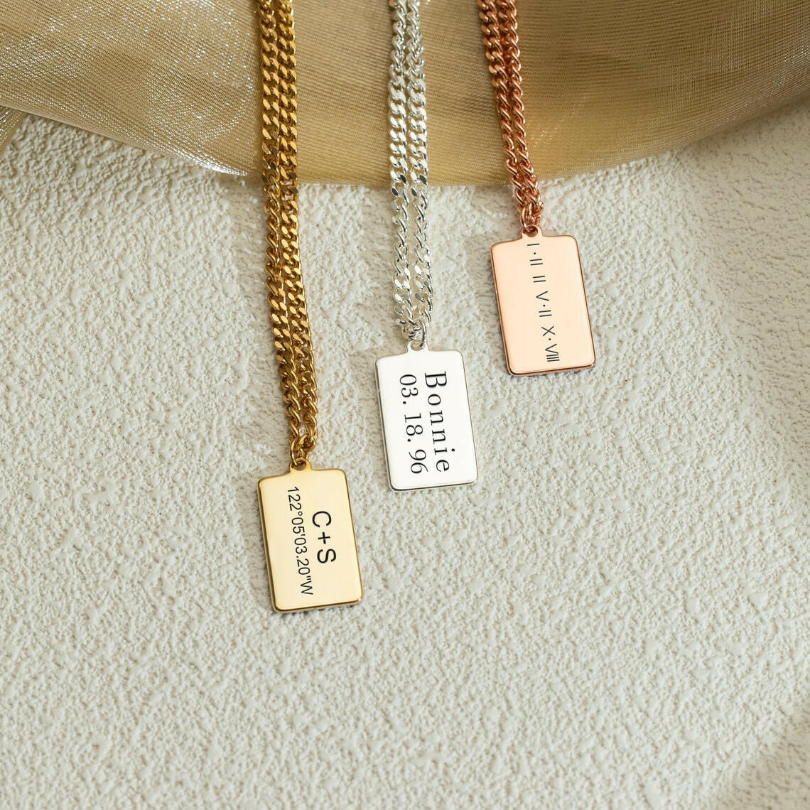 Personalized Name Bar Necklace 925 Sterling Silver Necklace.