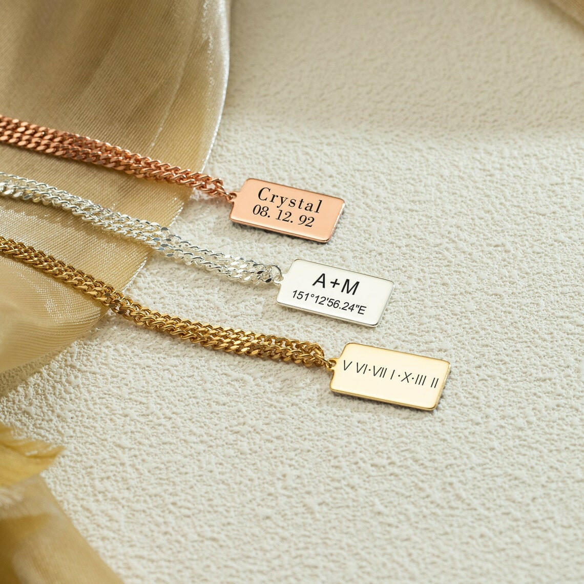 Personalized Name Bar Necklace 925 Sterling Silver Necklace.