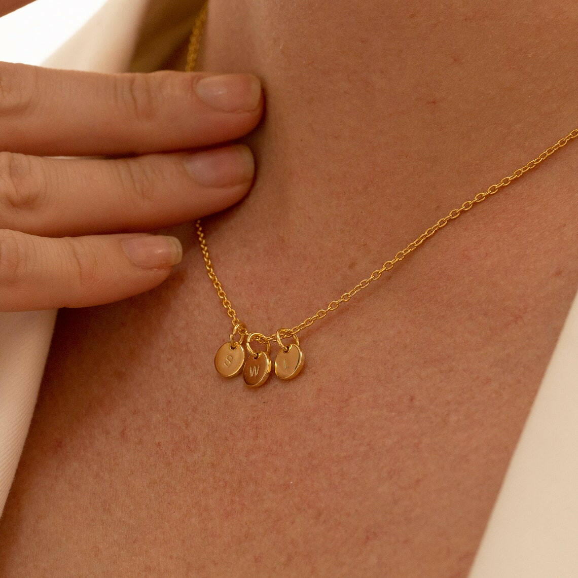 Silver Initial Necklace with Children's Name 925 Sterling Silver Necklace.