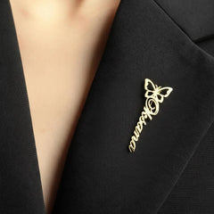 Butterfly Custom Name Lapel Brooch Pin