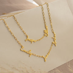 Carrie Multiple Name Necklace in Curb Chain