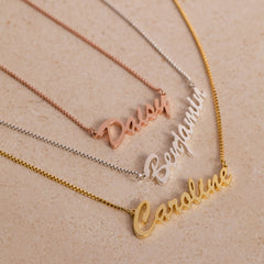 Natural Name Necklace in Box Chain
