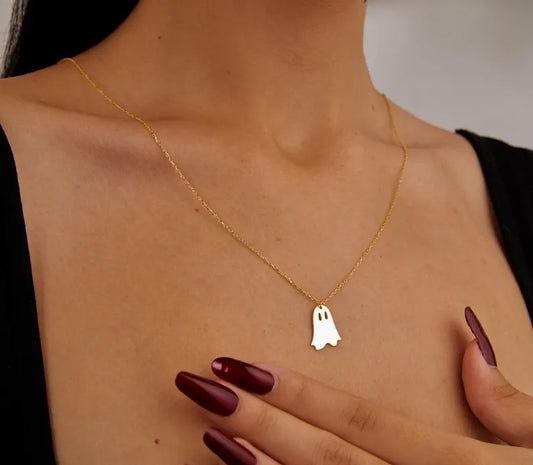 Gold Plated Cute Ghost Pendant Necklace for Women