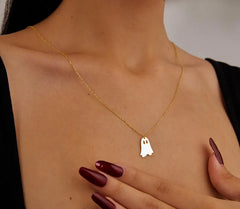 Gold Plated Cute Ghost Pendant Necklace for Women