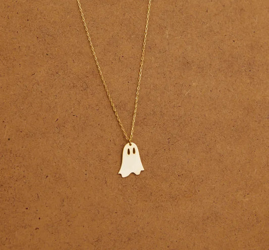 Gold Plated Cute Ghost Pendant Necklace for Women