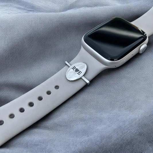 Personalised Watch Band Oval Charm Custom Engraved Handwriting