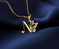 Butterfly Initial Necklace
