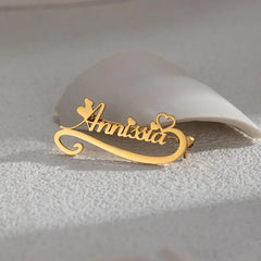 Custom Name Brooch, Elegant Design Name Lapel Pin for Women