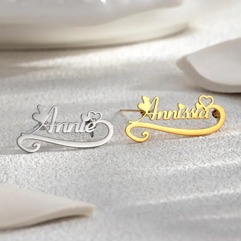 Custom Name Brooch, Elegant Design Name Lapel Pin for Women